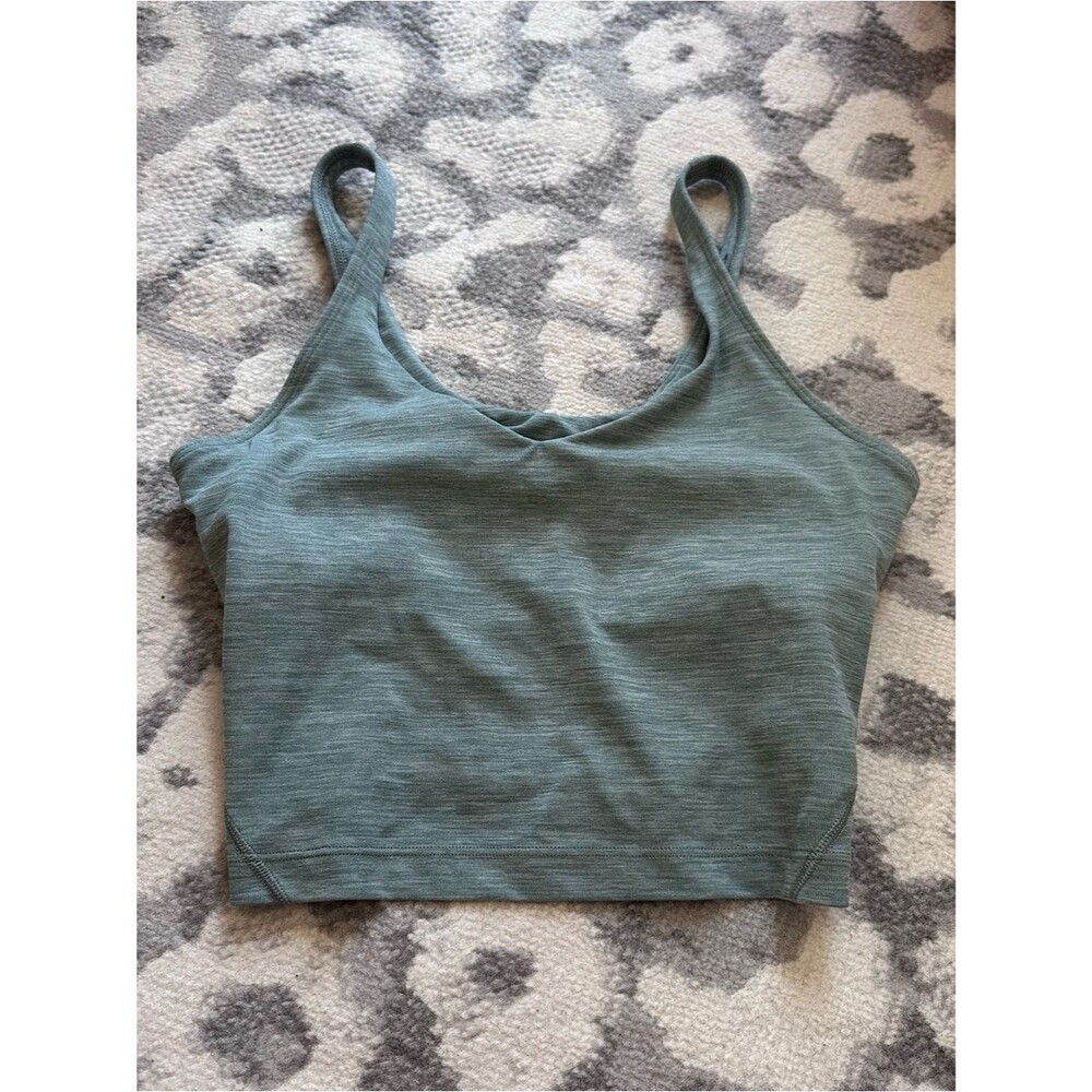 Lululemon Align Cropped Tank Top Crop Size 6 Heathered Teal Light Green Seafoam